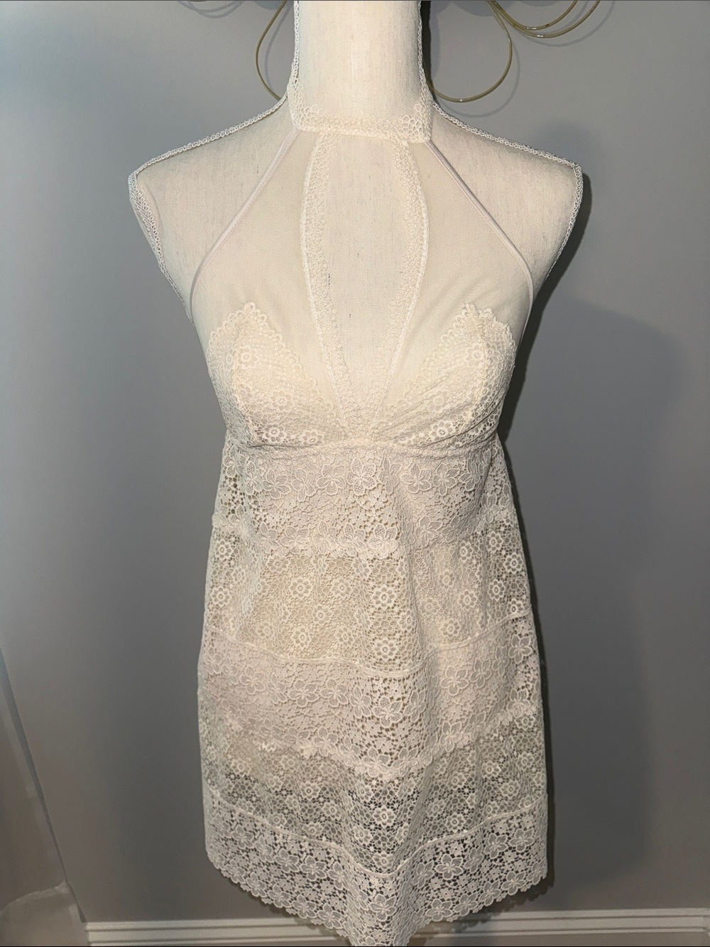 INTIMISSIMI PORTOFINO LACE and TULLE High-Neck Lace Baby Doll